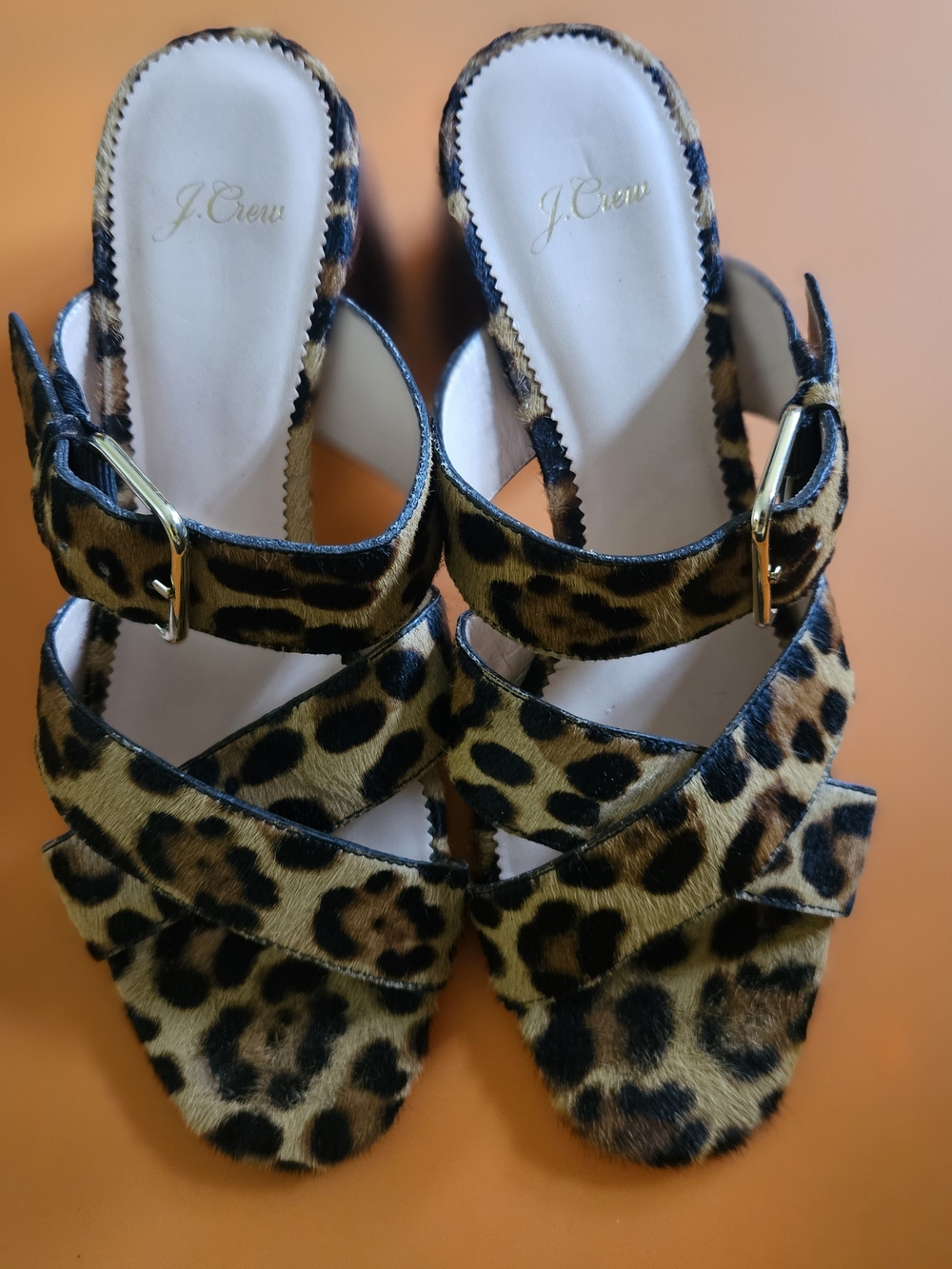 J. Crew Leopard Print Slide Sandals - Brown. 9.5M